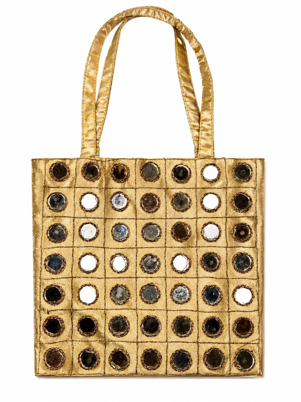 Handmade Gold Mirror-Accented Mini Tote Bag Purse Women's Fashion